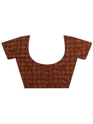 brown bagru print cotton saree 2