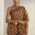 brown bagru print cotton saree