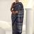 navy blue indigo dabu print cotton saree
