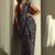 navy blue indigo dabu print cotton saree