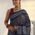 navy blue indigo dabu print cotton saree