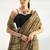 olive henna green floral dabu print cotton saree