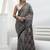 grey swirl printed cotton saree