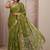 olive floral woven design jacquard saree with unstitched blouse piece