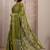 olive floral woven design jacquard saree with unstitched blouse piece