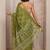 olive floral woven design jacquard saree with unstitched blouse piece