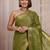 olive floral woven design jacquard saree with unstitched blouse piece
