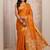 orange floral woven design saree with unstitched blouse piece