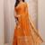 orange floral woven design saree with unstitched blouse piece