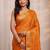 orange floral woven design saree with unstitched blouse piece