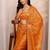orange floral woven design saree with unstitched blouse piece