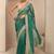 teal solid saree with unstitched blouse piece