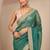 teal solid saree with unstitched blouse piece