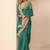 teal solid saree with unstitched blouse piece