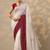 off white embellished crepe saree with unstitched blouse piece