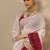 off white embellished crepe saree with unstitched blouse piece