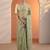 green embellished jimmy choo organza saree with unstitched blouse piece