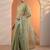 green embellished jimmy choo organza saree with unstitched blouse piece