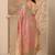 pink embroidered nylon saree with unstitched blouse piece