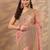pink embroidered nylon saree with unstitched blouse piece