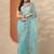 blue embroidered chiffon saree with unstitched blouse piece