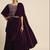 burgundy embellished embroidered velvet palazzo saree with belt