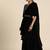 black embellished embroidered velvet palazzo saree with belt