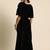 black embellished embroidered velvet palazzo saree with belt