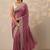 purple embellished crepe sarees with unstitched blouse piece