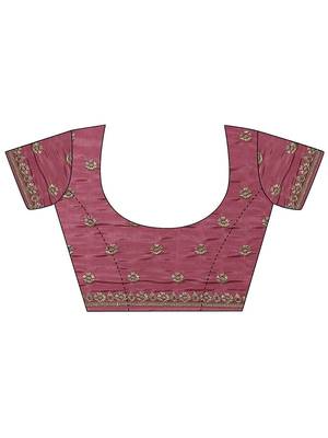 purple embellished crepe sarees with unstitched blouse piece 4