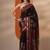 maroon printed saree with unstitched blouse piece