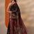 maroon printed saree with unstitched blouse piece