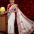white embroidered silk blend saree