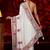 white embroidered silk blend saree