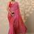 red bandhani printed chiffon saree with unstitched blouse piece