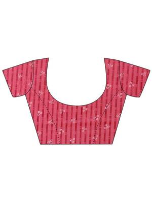 red bandhani printed chiffon saree with unstitched blouse piece 4