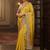 yellow embellished crepe saree with unstitched blouse piece