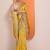 yellow embellished crepe saree with unstitched blouse piece