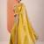 yellow embellished crepe saree with unstitched blouse piece