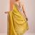 yellow embellished crepe saree with unstitched blouse piece