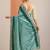 blue embellished crepe saree with unstitched blouse piece