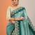 blue embellished crepe saree with unstitched blouse piece
