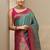 teal woven design banarasi saree with unstitched blouse piece