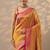 yellow woven design banarasi silk blend saree with unstitched blouse piece