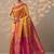 yellow woven design banarasi silk blend saree with unstitched blouse piece