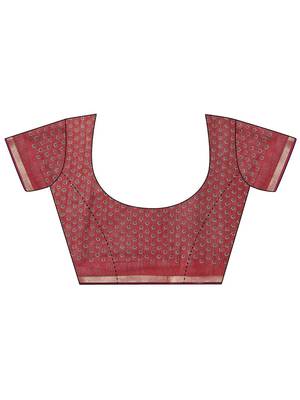 black solid cotton blend saree with unstitched blouse piece 3