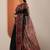 black solid cotton blend saree with unstitched blouse piece