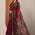 maroon solid cotton blend saree with unstitched blouse piece