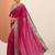 pink embellished saree with unstitched blouse piece