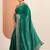 green embellished saree with unstitched blouse piece